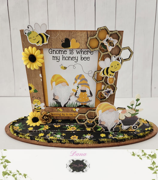 Gnome is Where My Honey Bee Wood Decor Frame