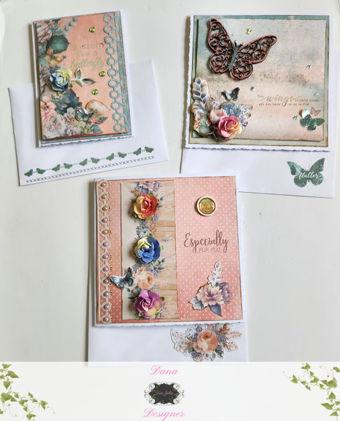 Butterfly Floral Greeting Cards & Envelopes