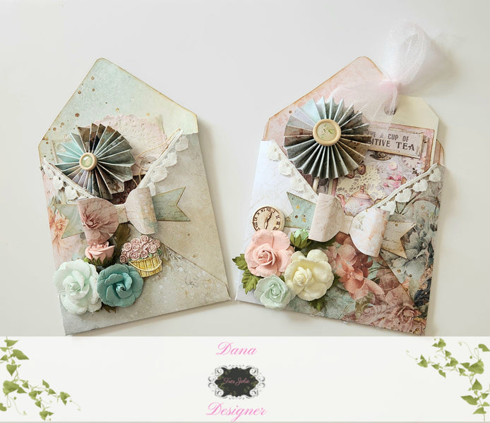 Shabby Chic Stuffed Envelopes and Greeting Card