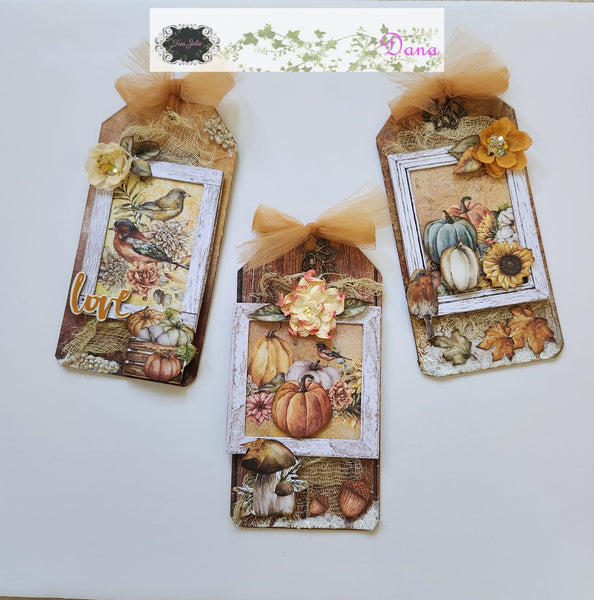 Mixed Media Autumn Tags