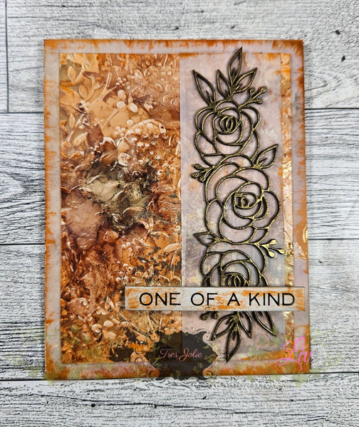 Tres Jolie Mixed Media Kit Card-Alcohol Inks, Gilding Flakes and Embossing