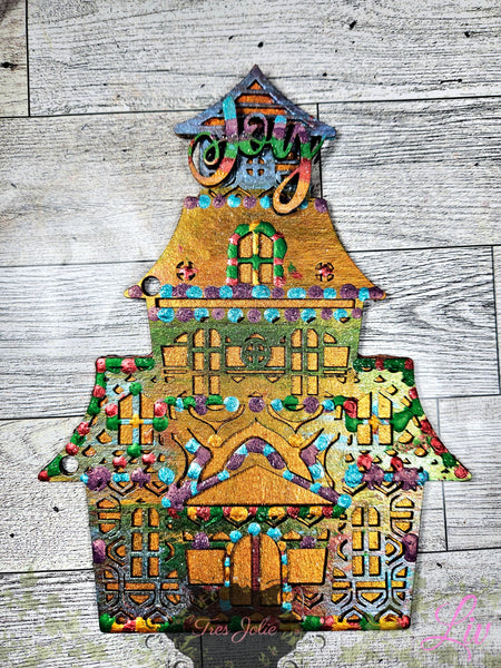 Gingerbread Chipboard Mixed Media house.