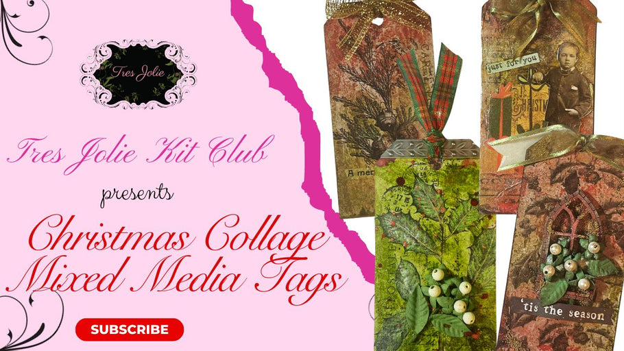 Christmas Collage Mixed Media Tags