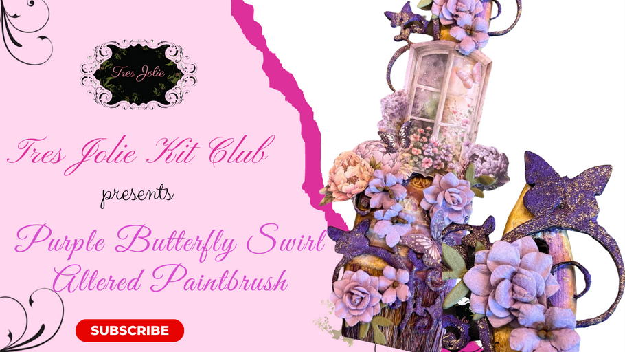 Purple Butterfly Swirl Altered Paintbrush